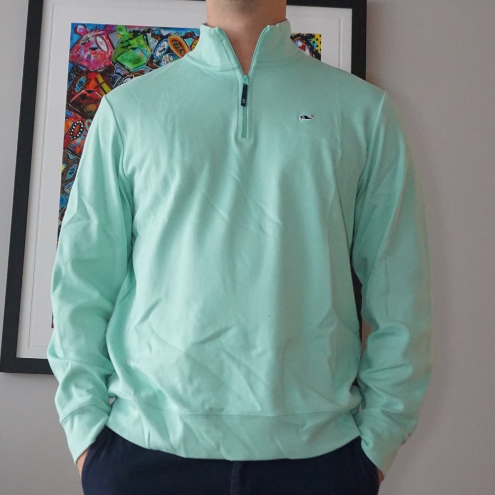 Vineyard Vines 1/4 Zip/Men’s Medium/Cotton/Pullover/Mint Green